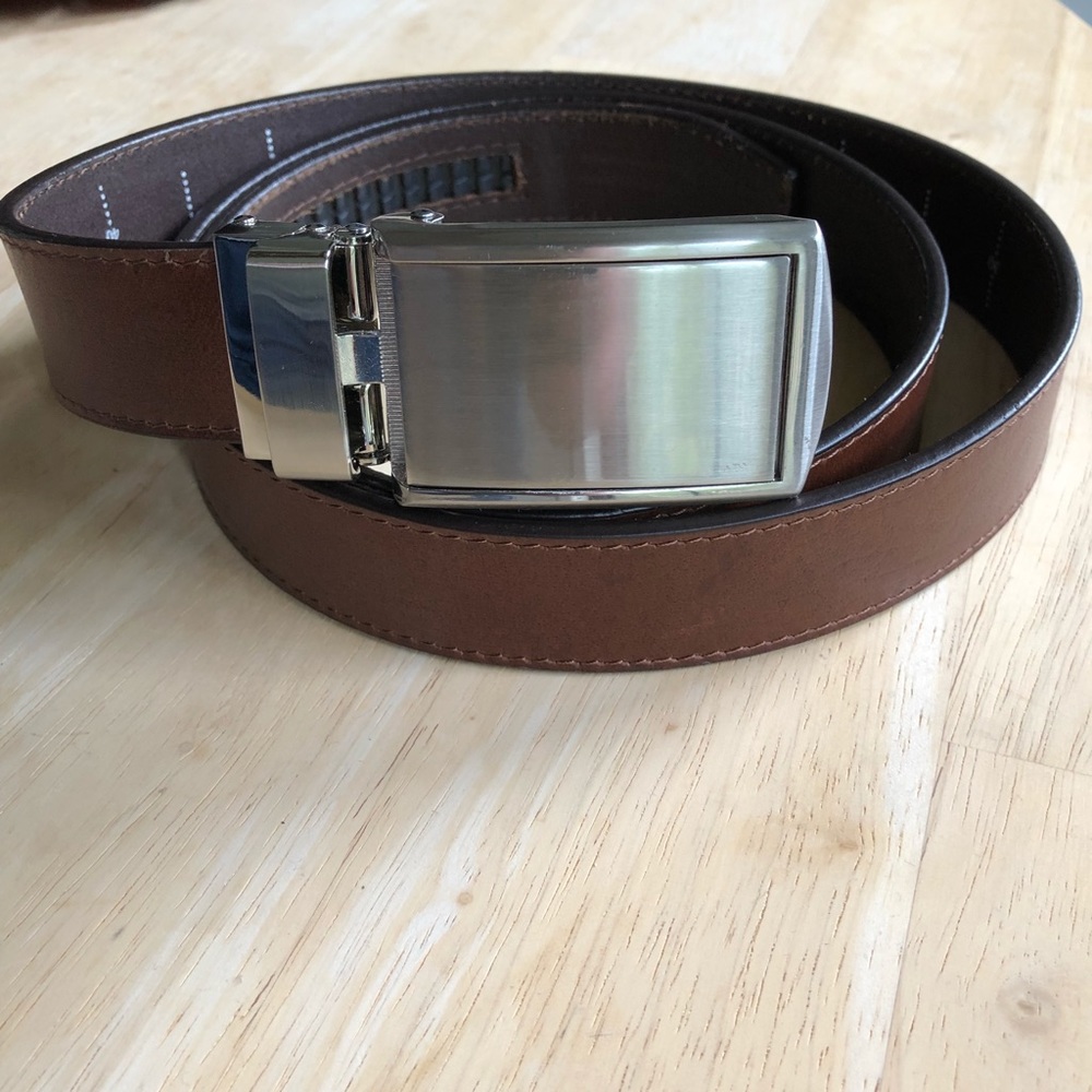 Slide belt - brown leather